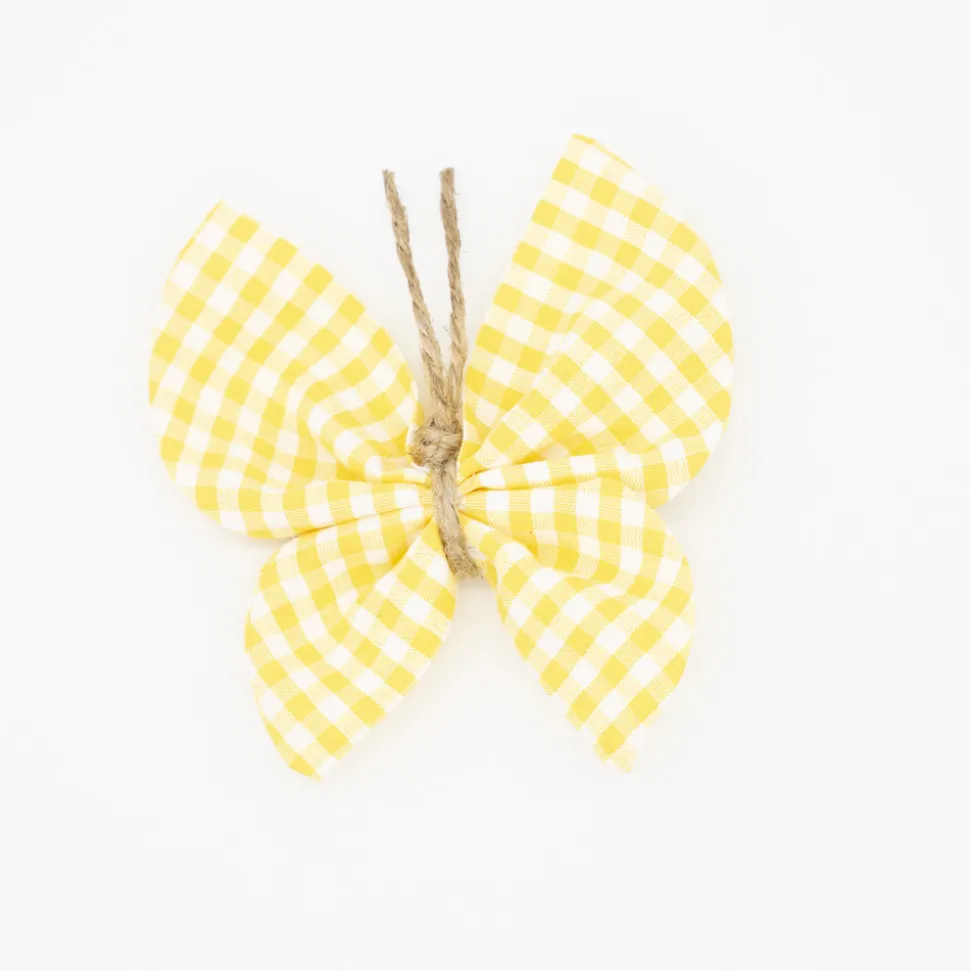Pinza mariposa vichy pequeño amarillo