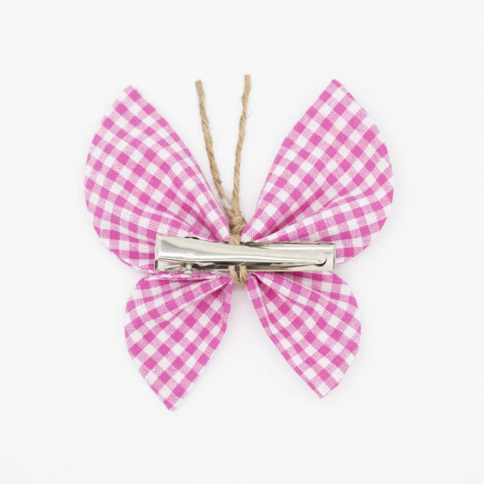 Pinza mariposa vichy pequeño fucsia