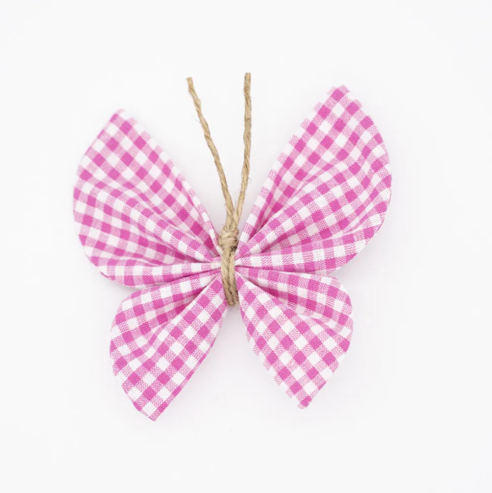 Pinza mariposa vichy pequeño fucsia