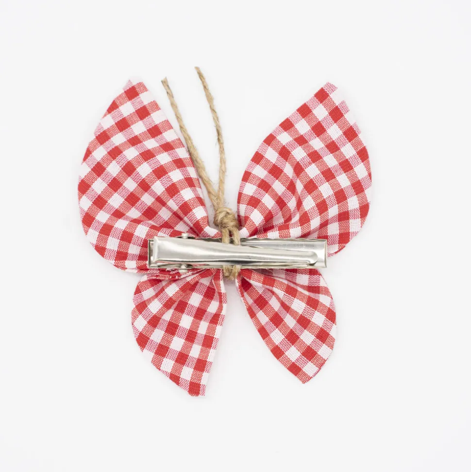 Pinza mariposa vichy pequeño rojo