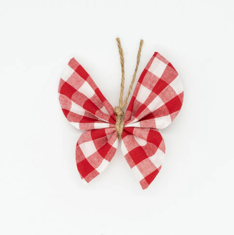 Pinza mariposa vichy rojo