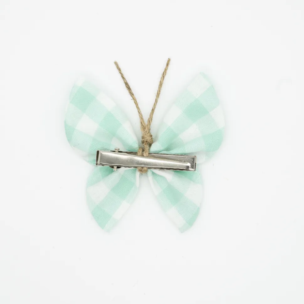 Pinza mariposa vichy verde mint