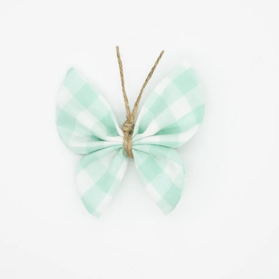 Pinza mariposa vichy verde mint